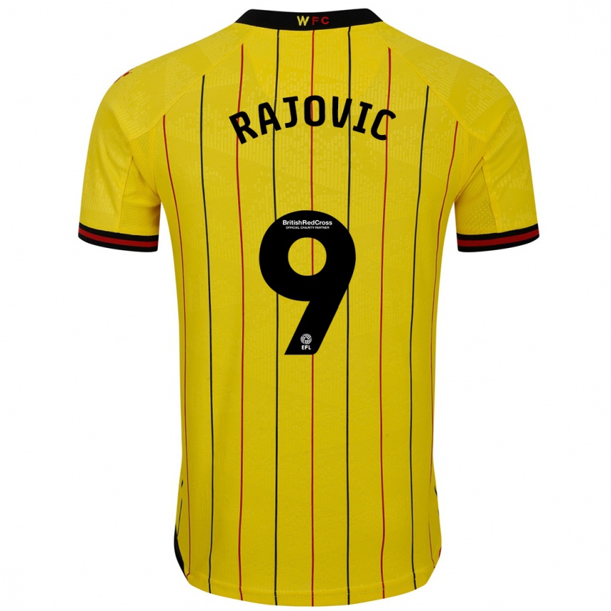 Men Football Mileta Rajovic #9 Yellow Black Home Jersey 2024/25 T-Shirt Nz