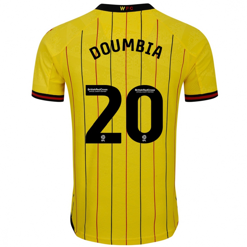 Men Football Mamadou Doumbia #20 Yellow Black Home Jersey 2024/25 T-Shirt Nz