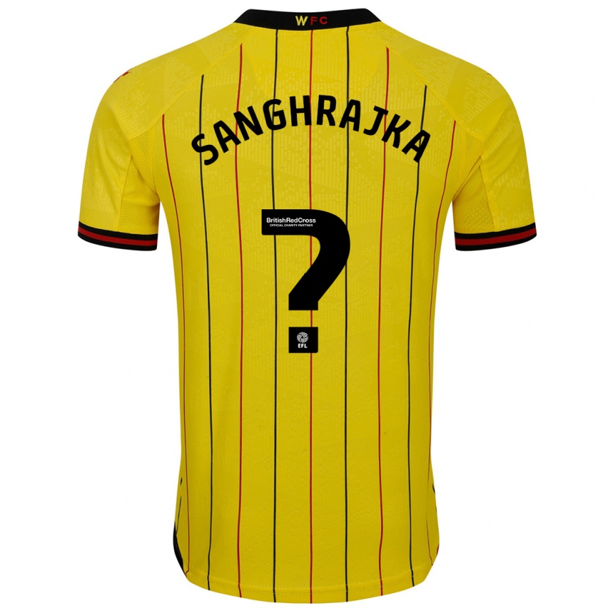 Men Football Amar Sanghrajka #0 Yellow Black Home Jersey 2024/25 T-Shirt Nz