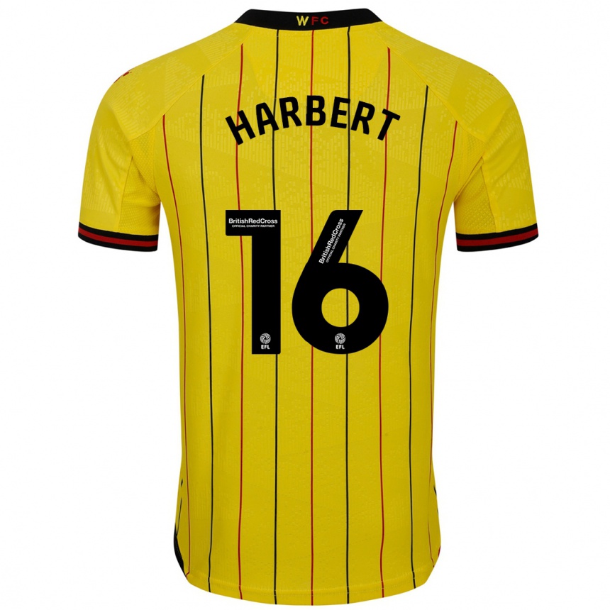 Men Football Laila Harbert #16 Yellow Black Home Jersey 2024/25 T-Shirt Nz