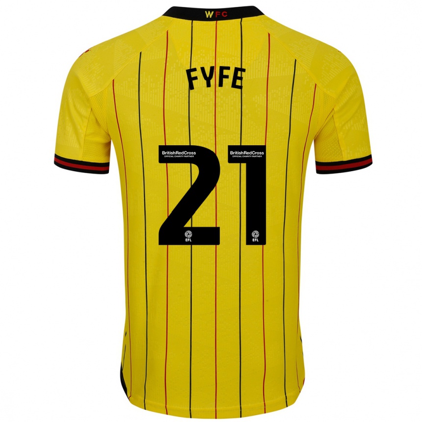 Men Football Flo Fyfe #21 Yellow Black Home Jersey 2024/25 T-Shirt Nz