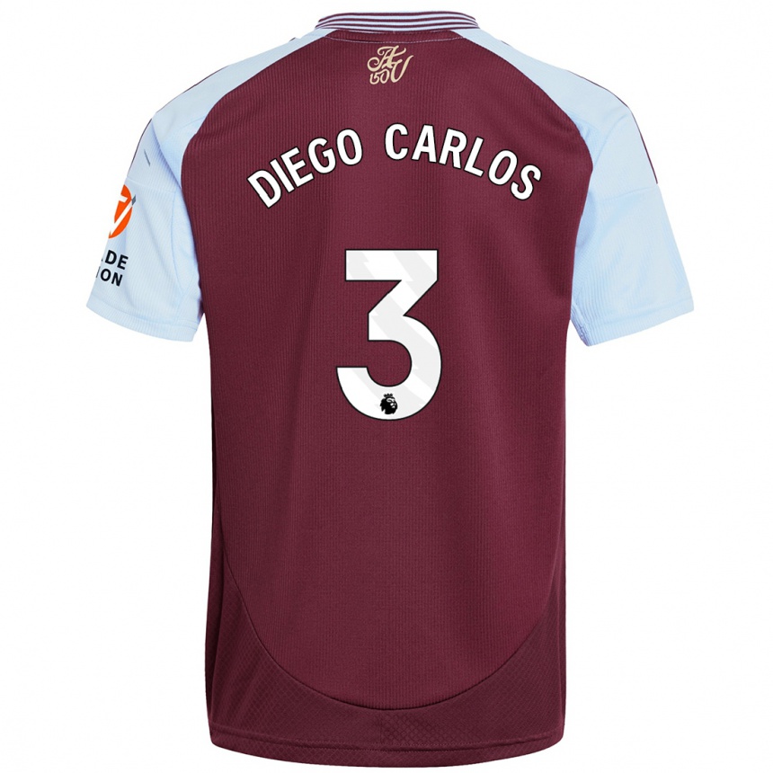 Men Football Diego Carlos #3 Burgundy Sky Blue Home Jersey 2024/25 T-Shirt Nz