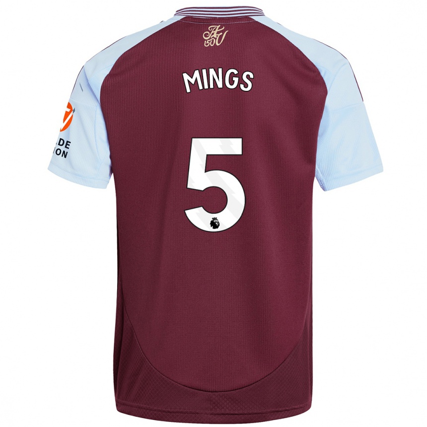 Men Football Tyrone Mings #5 Burgundy Sky Blue Home Jersey 2024/25 T-Shirt Nz