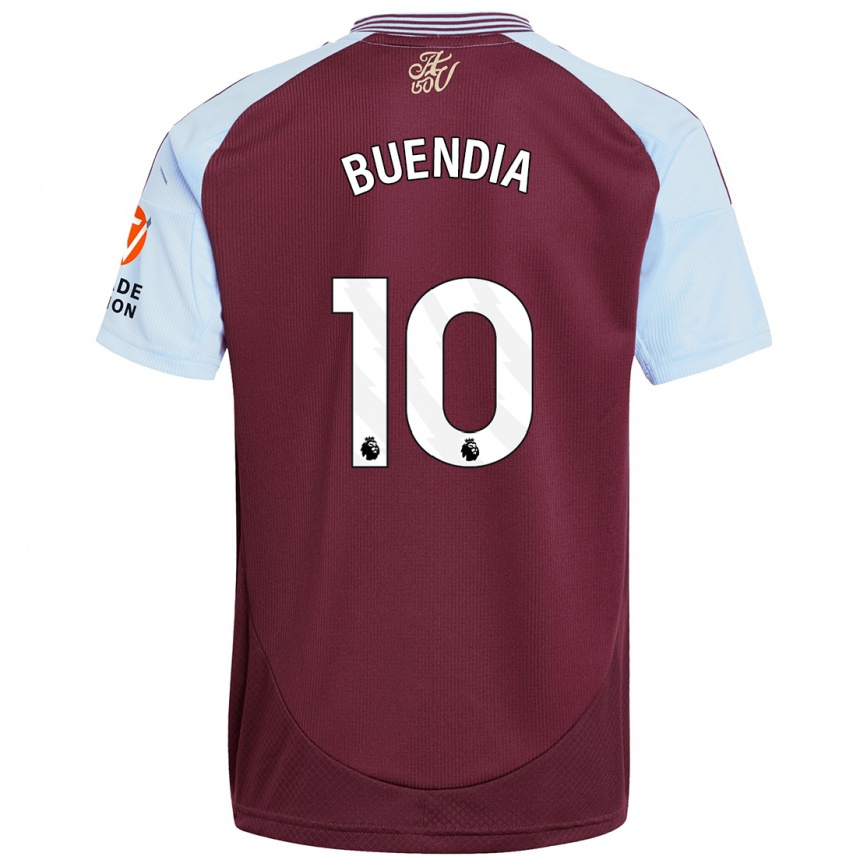 Men Football Emiliano Buendia #10 Burgundy Sky Blue Home Jersey 2024/25 T-Shirt Nz