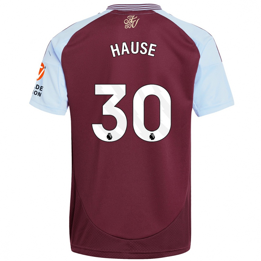 Men Football Kortney Hause #30 Burgundy Sky Blue Home Jersey 2024/25 T-Shirt Nz