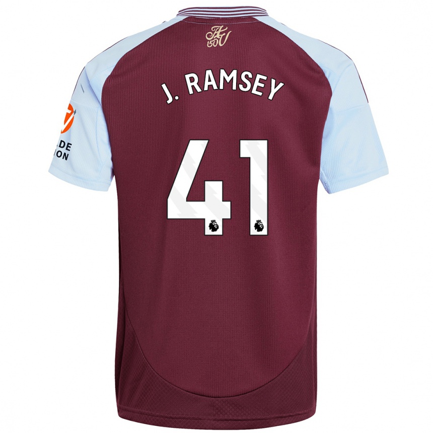 Men Football Jacob Ramsey #41 Burgundy Sky Blue Home Jersey 2024/25 T-Shirt Nz