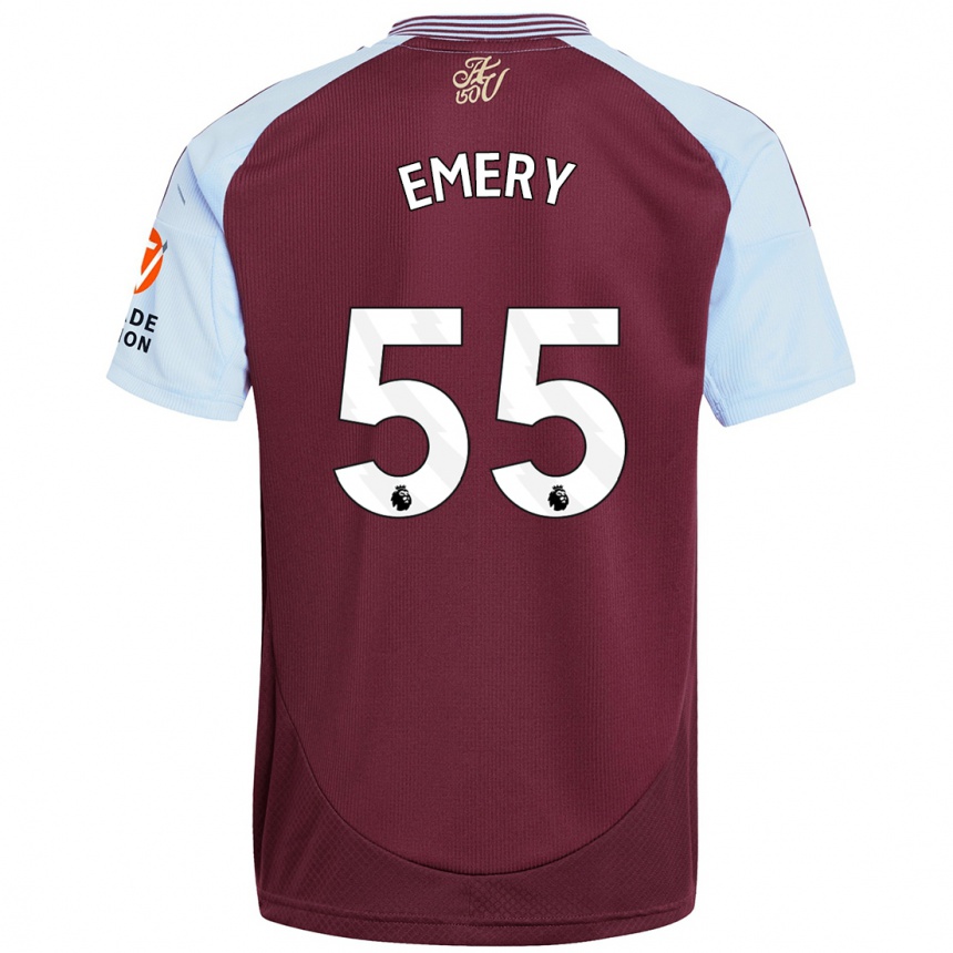 Men Football Lander Emery #55 Burgundy Sky Blue Home Jersey 2024/25 T-Shirt Nz