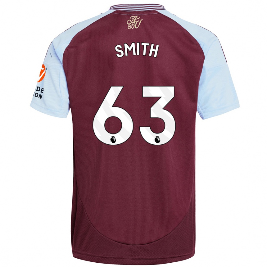 Men Football Kerr Smith #63 Burgundy Sky Blue Home Jersey 2024/25 T-Shirt Nz