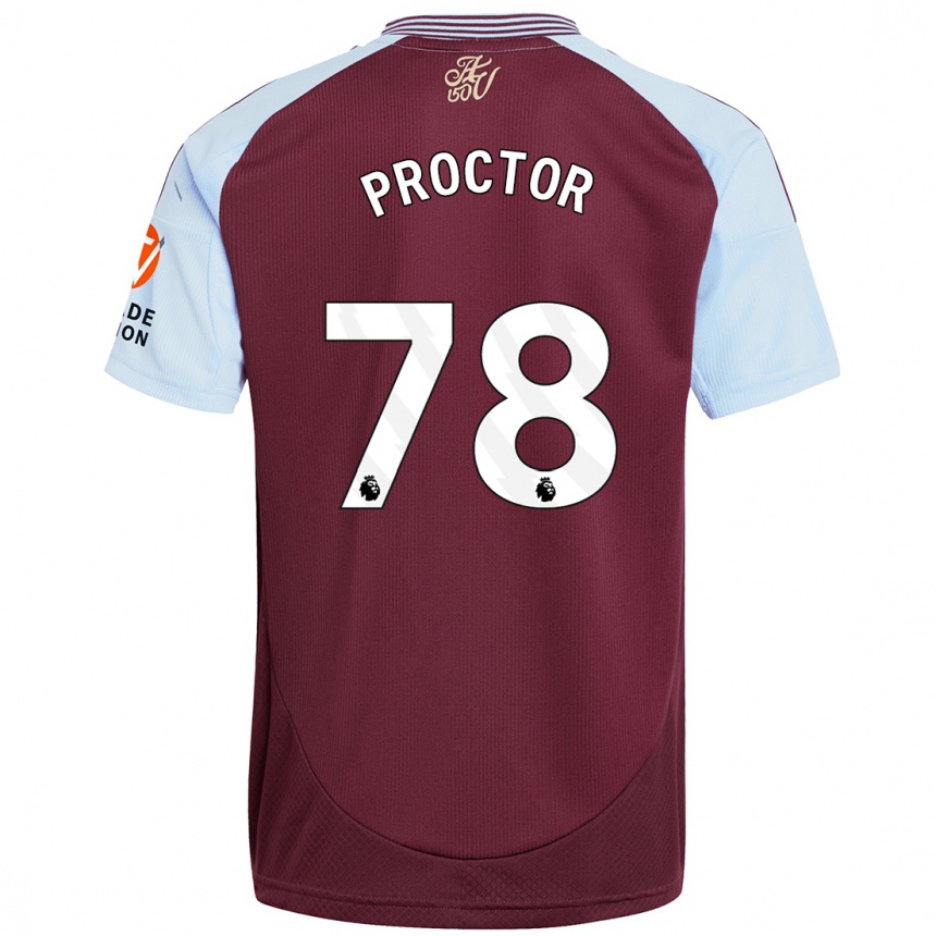 Men Football Sam Proctor #78 Burgundy Sky Blue Home Jersey 2024/25 T-Shirt Nz