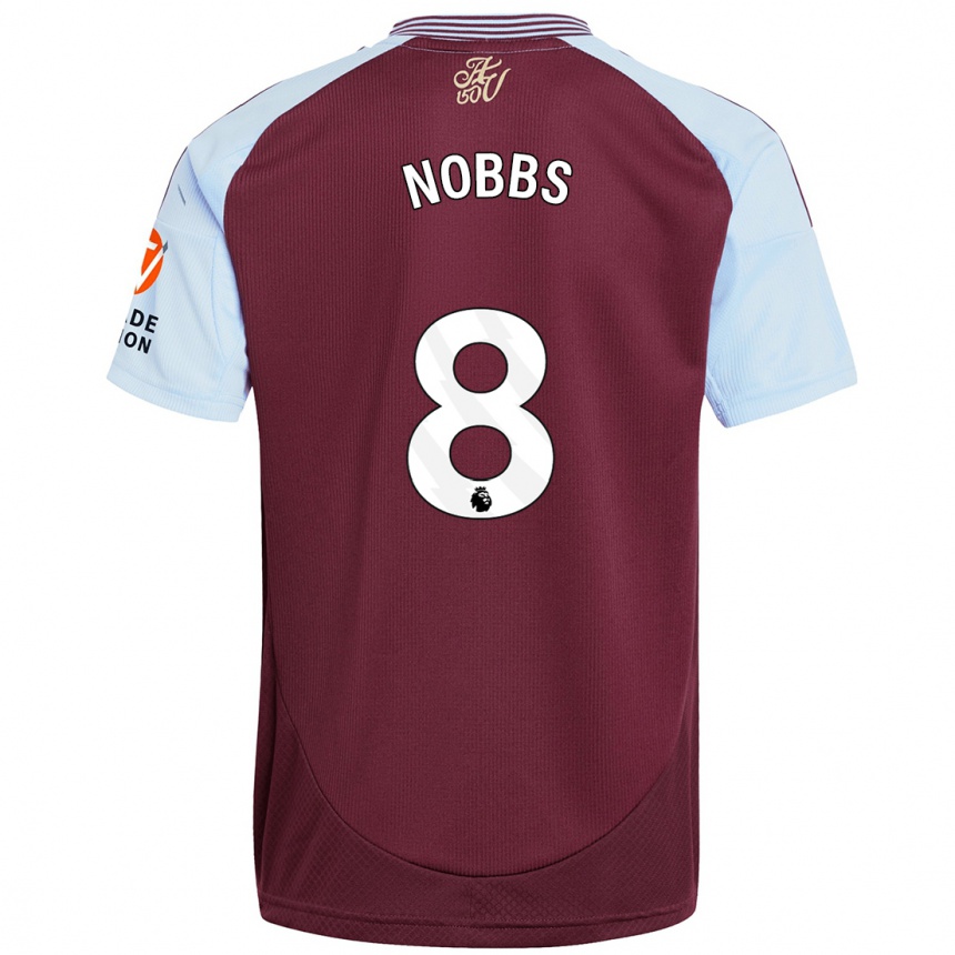 Men Football Jordan Nobbs #8 Burgundy Sky Blue Home Jersey 2024/25 T-Shirt Nz