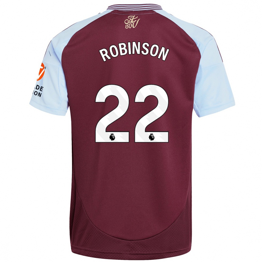 Men Football Katie Robinson #22 Burgundy Sky Blue Home Jersey 2024/25 T-Shirt Nz