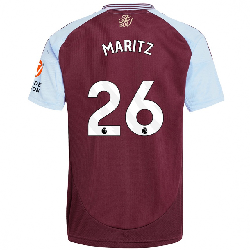 Men Football Noelle Maritz #26 Burgundy Sky Blue Home Jersey 2024/25 T-Shirt Nz