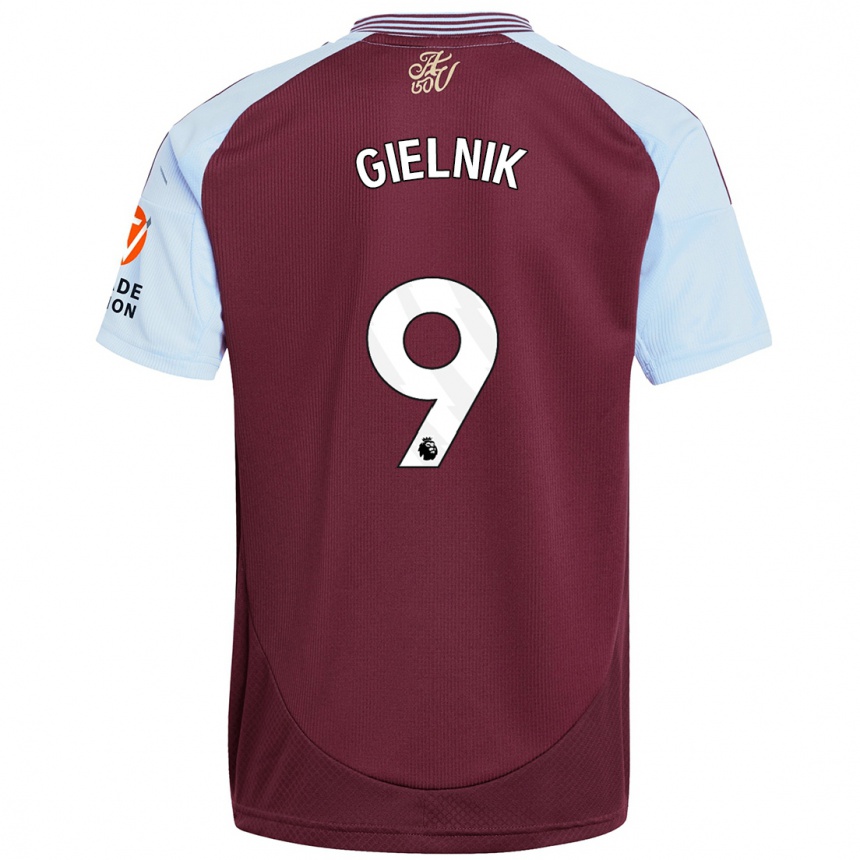 Men Football Emily Gielnik #9 Burgundy Sky Blue Home Jersey 2024/25 T-Shirt Nz