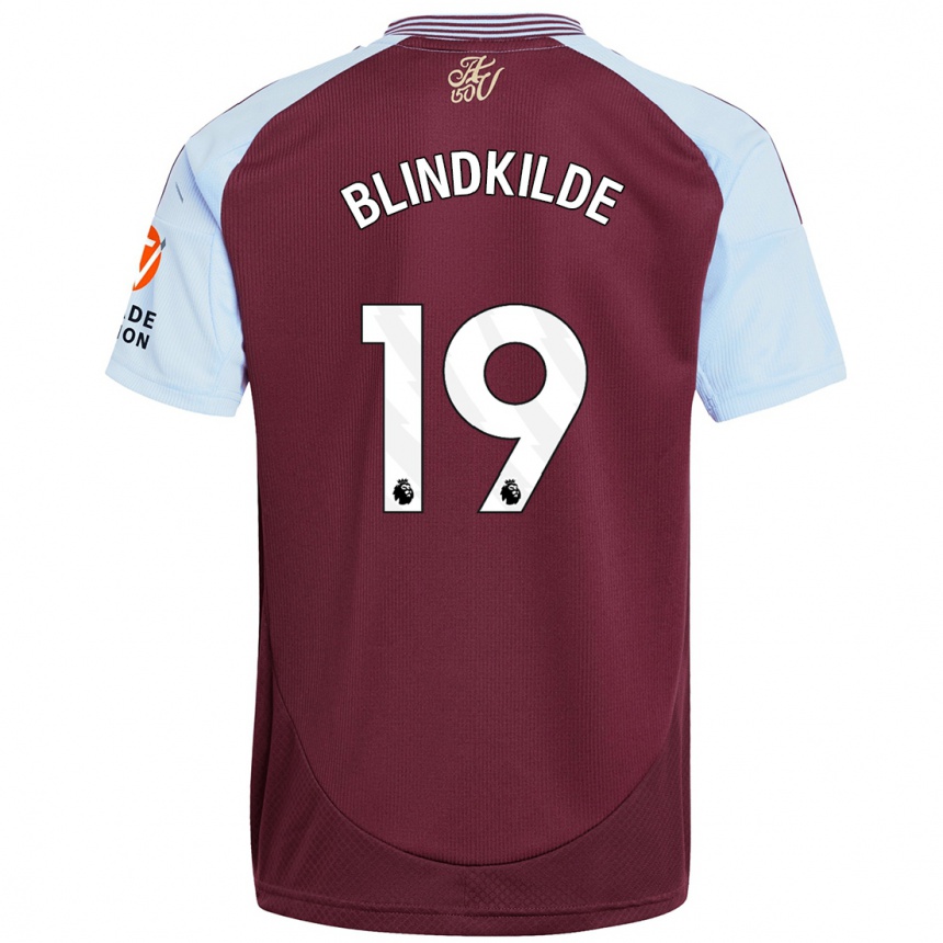 Men Football Laura Blindkilde #19 Burgundy Sky Blue Home Jersey 2024/25 T-Shirt Nz