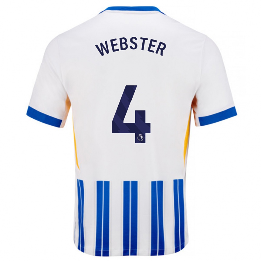 Men Football Adam Webster #4 White Blue Pinstripes Home Jersey 2024/25 T-Shirt Nz