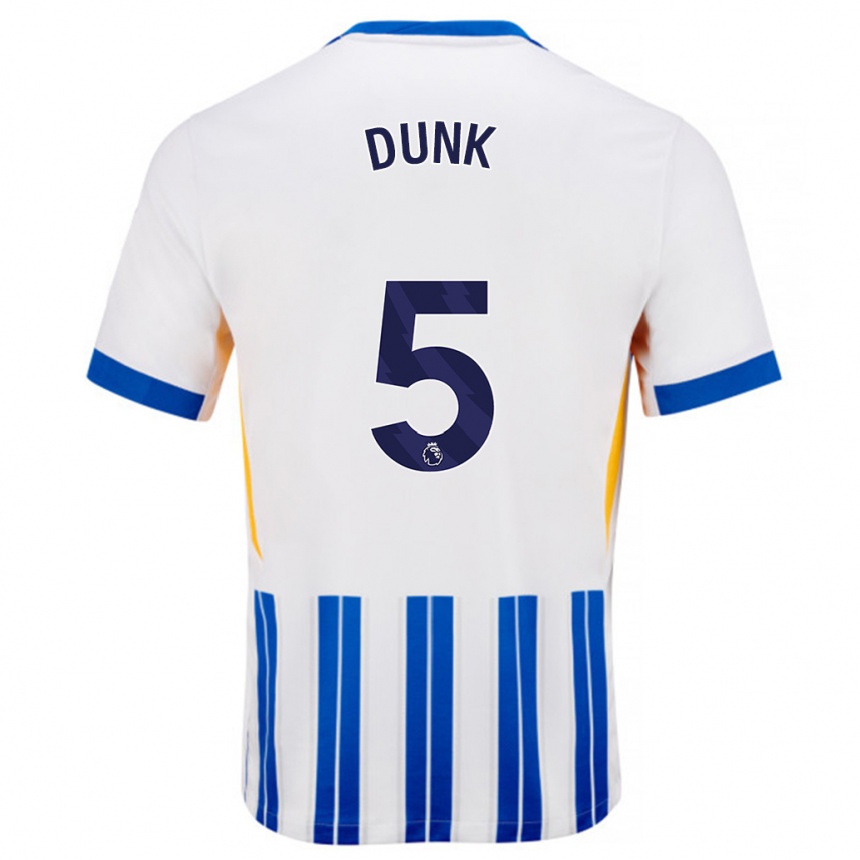 Men Football Lewis Dunk #5 White Blue Pinstripes Home Jersey 2024/25 T-Shirt Nz