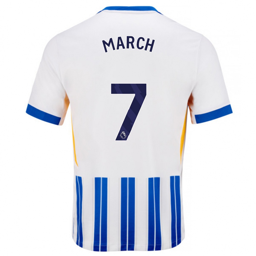 Men Football Solly March #7 White Blue Pinstripes Home Jersey 2024/25 T-Shirt Nz