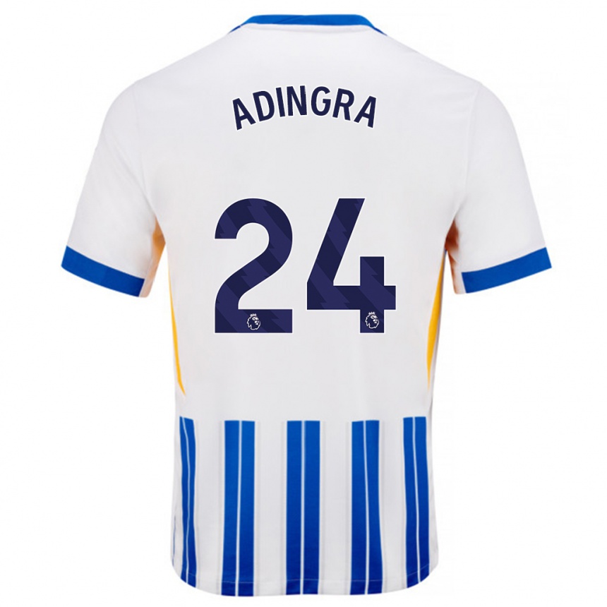 Men Football Simon Adingra #24 White Blue Pinstripes Home Jersey 2024/25 T-Shirt Nz