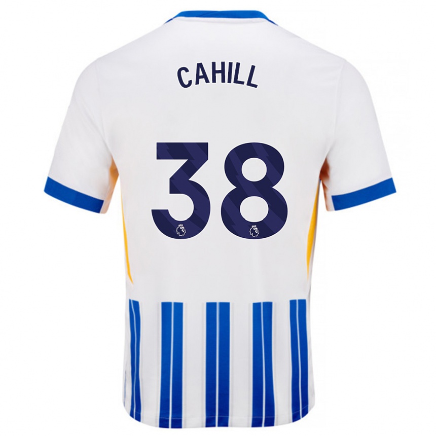 Men Football Killian Cahill #38 White Blue Pinstripes Home Jersey 2024/25 T-Shirt Nz