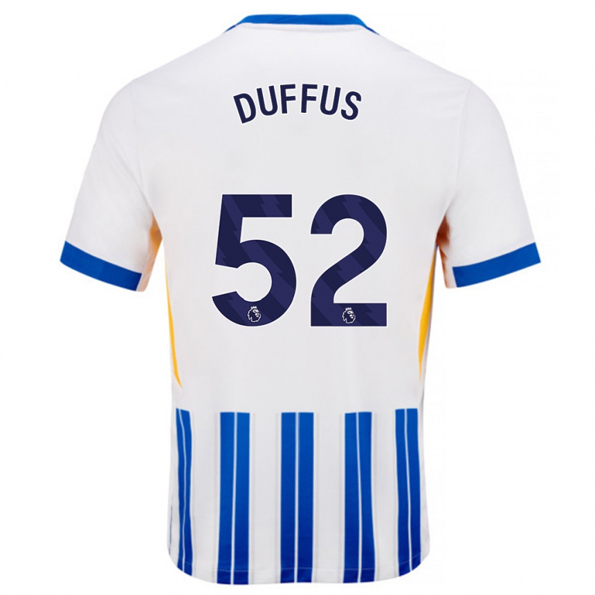 Men Football Josh Duffus #52 White Blue Pinstripes Home Jersey 2024/25 T-Shirt Nz