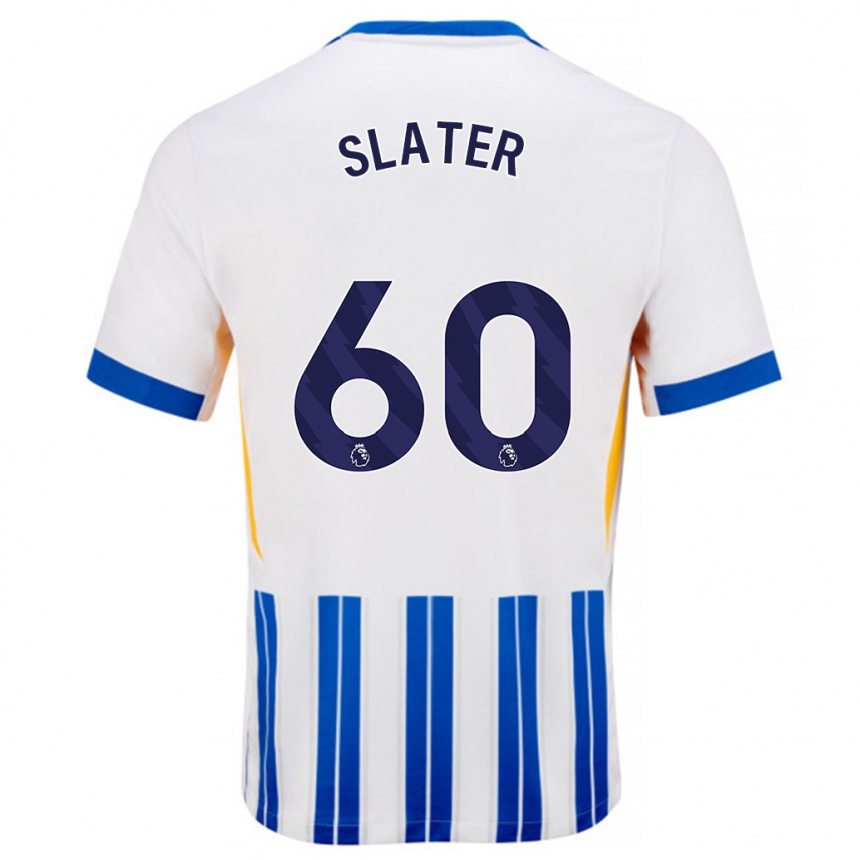 Men Football Jacob Slater #60 White Blue Pinstripes Home Jersey 2024/25 T-Shirt Nz