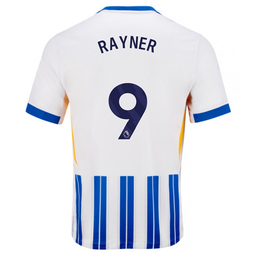 Men Football Rebecca Rayner #9 White Blue Pinstripes Home Jersey 2024/25 T-Shirt Nz