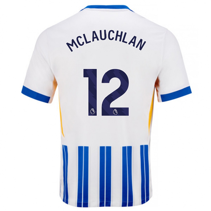 Men Football Rachel Mclauchlan #12 White Blue Pinstripes Home Jersey 2024/25 T-Shirt Nz