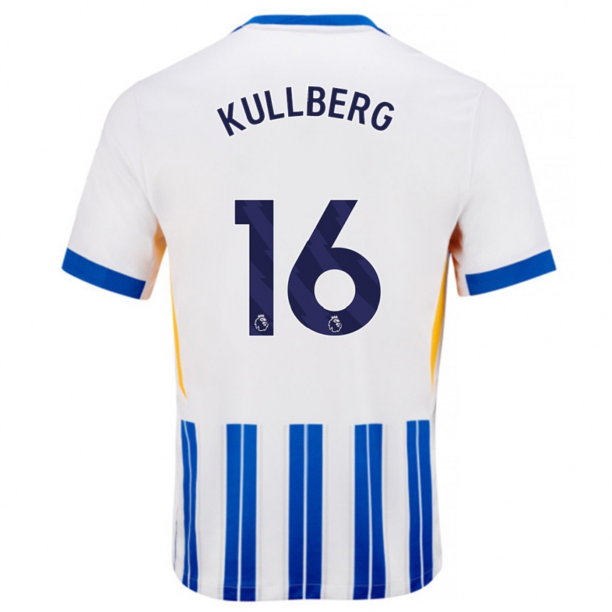 Men Football Emma Nanny Charlotte Kullberg #16 White Blue Pinstripes Home Jersey 2024/25 T-Shirt Nz