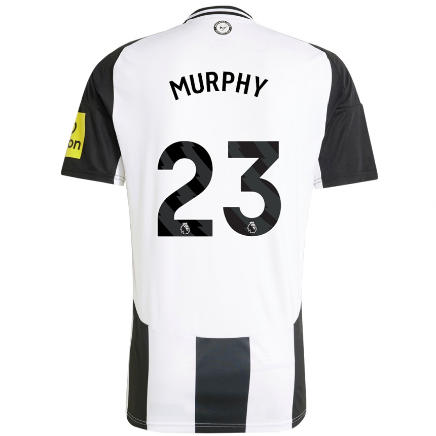 Men Football Jacob Murphy #23 White Black Home Jersey 2024/25 T-Shirt Nz