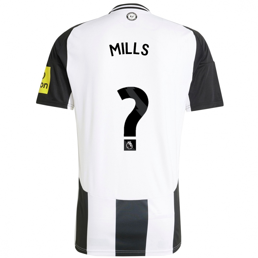 Men Football Michael Mills #0 White Black Home Jersey 2024/25 T-Shirt Nz