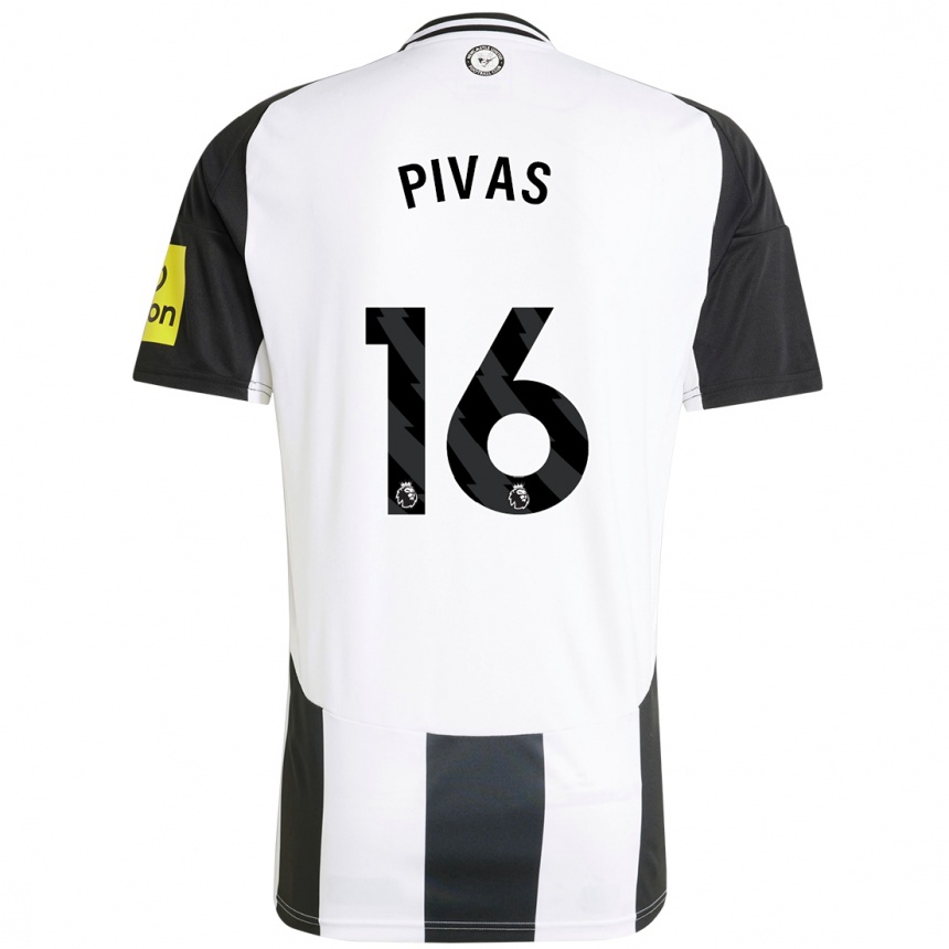 Men Football Miodrag Pivas #16 White Black Home Jersey 2024/25 T-Shirt Nz