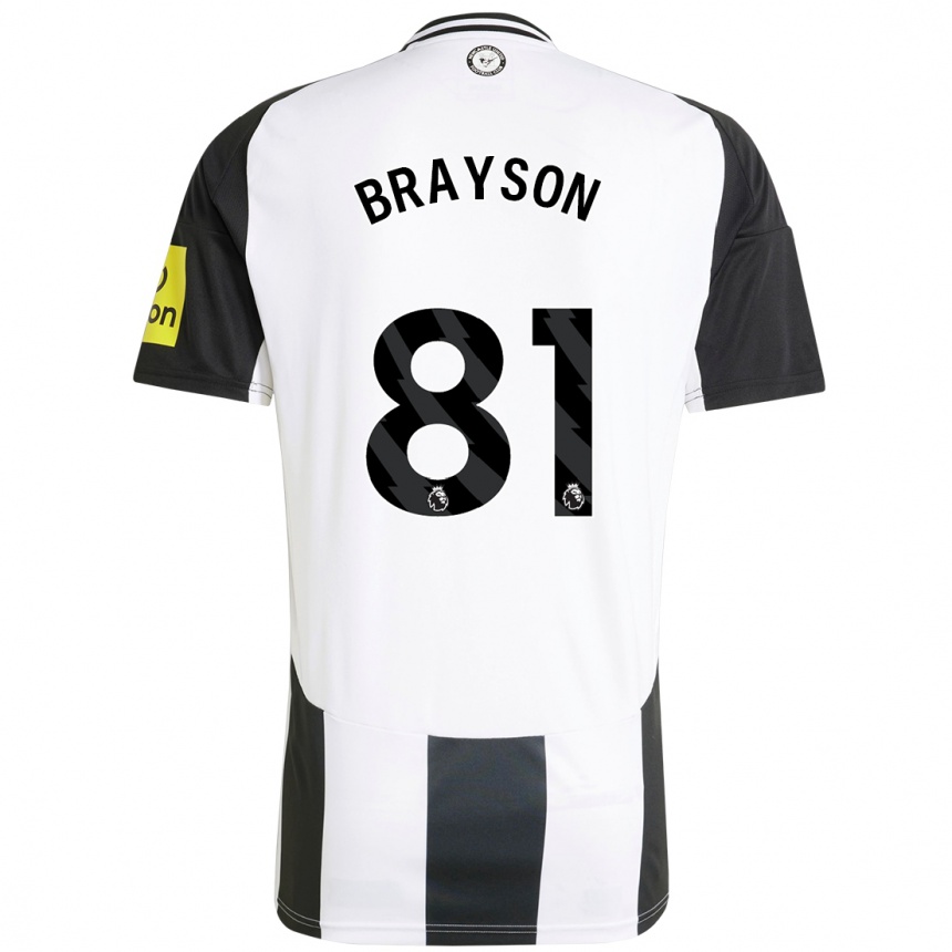 Men Football Joe Brayson #81 White Black Home Jersey 2024/25 T-Shirt Nz