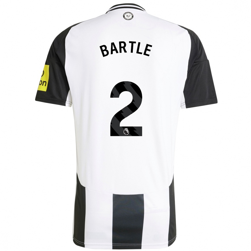 Men Football Jodie Bartle #2 White Black Home Jersey 2024/25 T-Shirt Nz