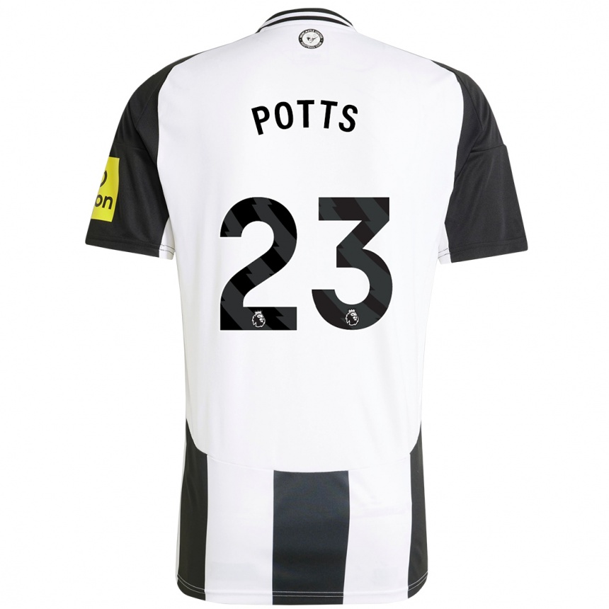 Men Football Charlotte Potts #23 White Black Home Jersey 2024/25 T-Shirt Nz