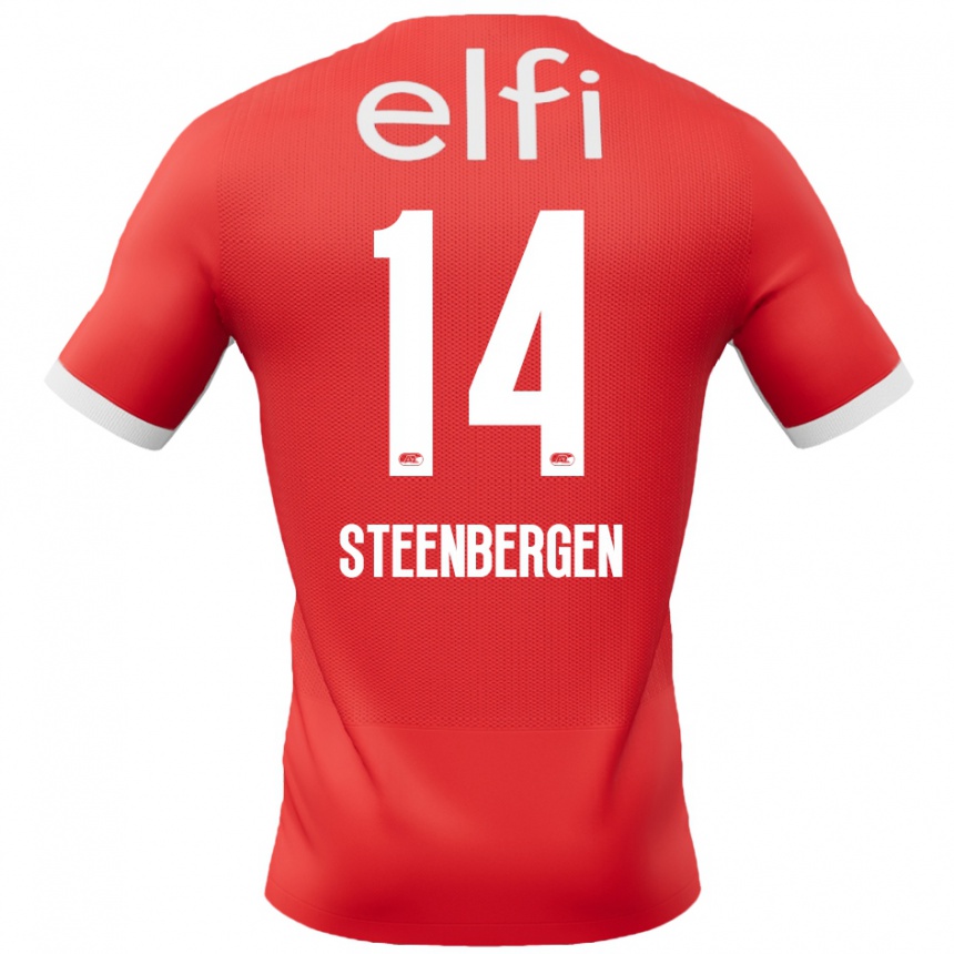 Men Football Thom Steenbergen #14 Red White Home Jersey 2024/25 T-Shirt Nz