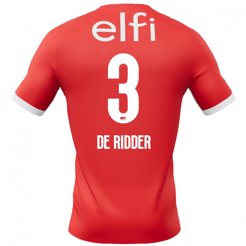 Men Football Djoeke De Ridder #3 Red White Home Jersey 2024/25 T-Shirt Nz