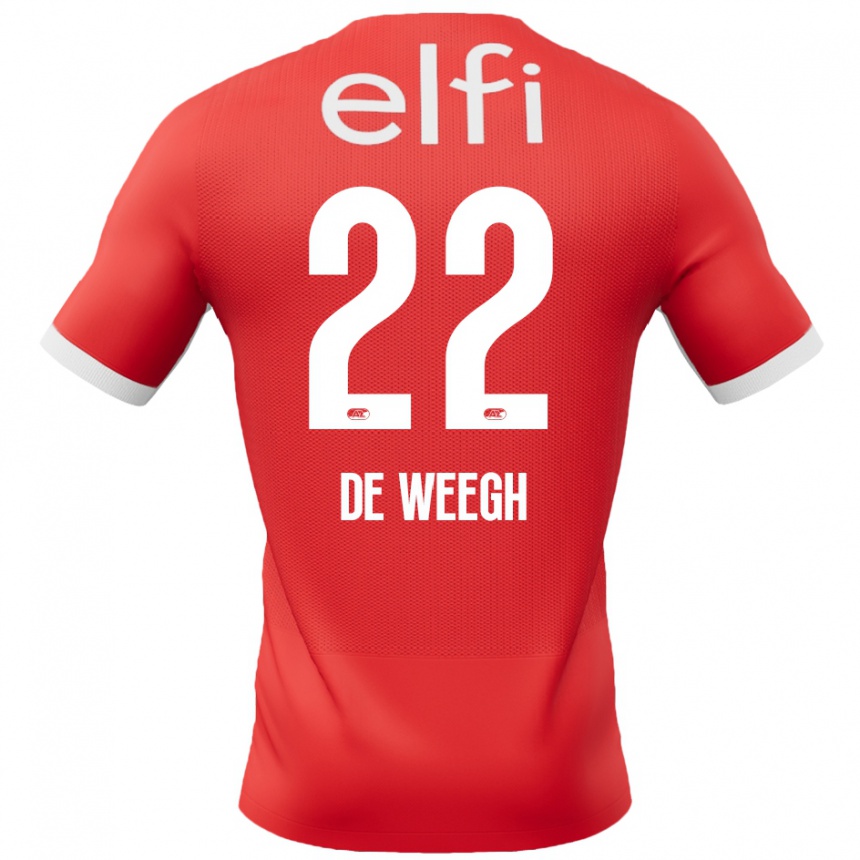 Men Football Bo Op De Weegh #22 Red White Home Jersey 2024/25 T-Shirt Nz