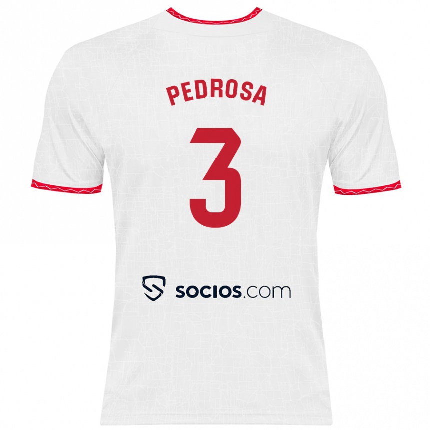 Men Football Adrià Pedrosa #3 White Red Home Jersey 2024/25 T-Shirt Nz