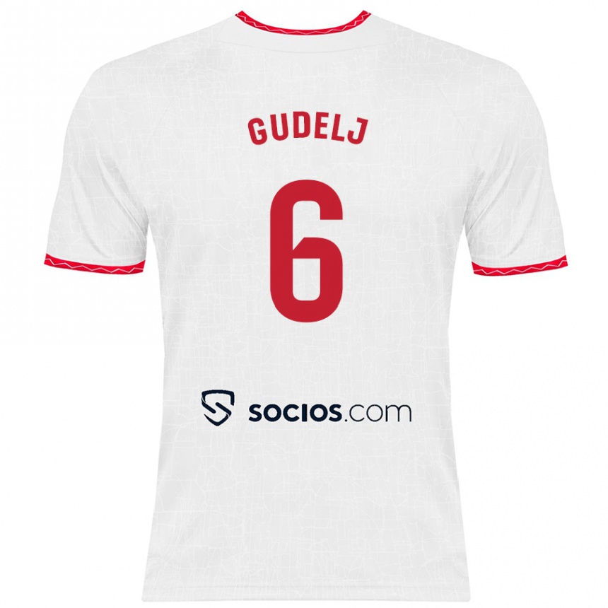 Men Football Nemanja Gudelj #6 White Red Home Jersey 2024/25 T-Shirt Nz