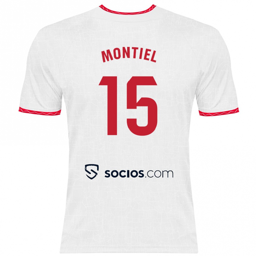 Men Football Gonzalo Montiel #15 White Red Home Jersey 2024/25 T-Shirt Nz