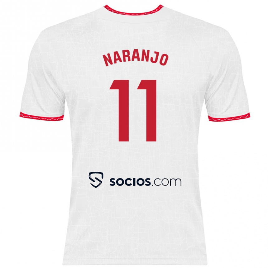 Men Football Mario Naranjo #11 White Red Home Jersey 2024/25 T-Shirt Nz