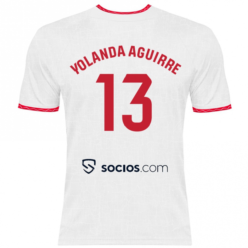 Men Football Yolanda Aguirre Gutiérrez #13 White Red Home Jersey 2024/25 T-Shirt Nz