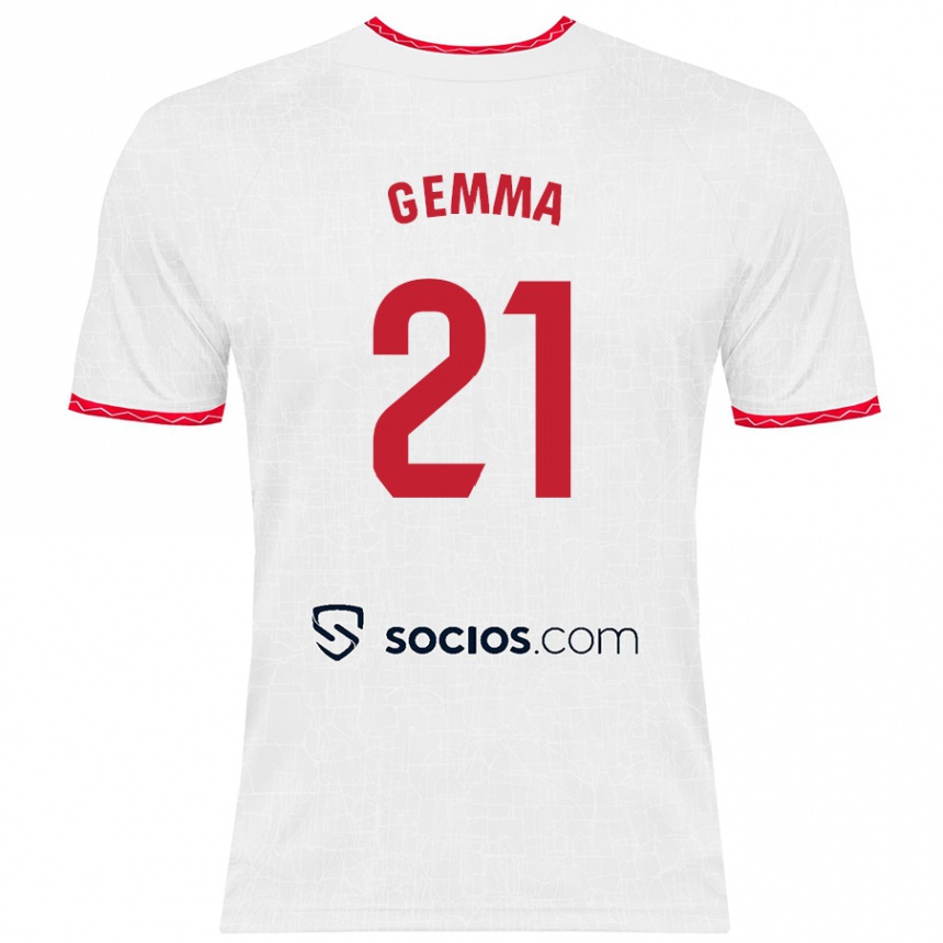 Men Football Gemma Gili Giner #21 White Red Home Jersey 2024/25 T-Shirt Nz