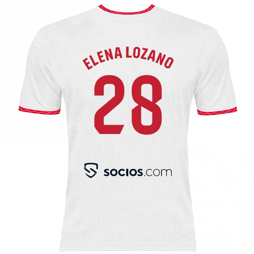 Men Football Elena Lozano Gallego #28 White Red Home Jersey 2024/25 T-Shirt Nz