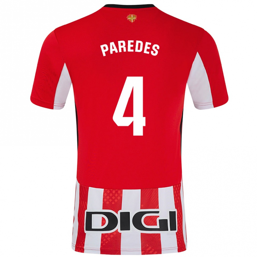 Men Football Aitor Paredes #4 Red White Home Jersey 2024/25 T-Shirt Nz