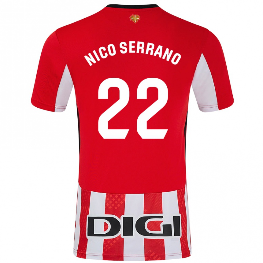 Men Football Nico Serrano #22 Red White Home Jersey 2024/25 T-Shirt Nz