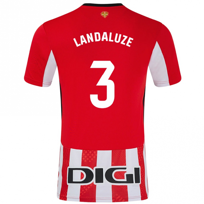 Men Football Naia Landaluze Marquínez #3 Red White Home Jersey 2024/25 T-Shirt Nz