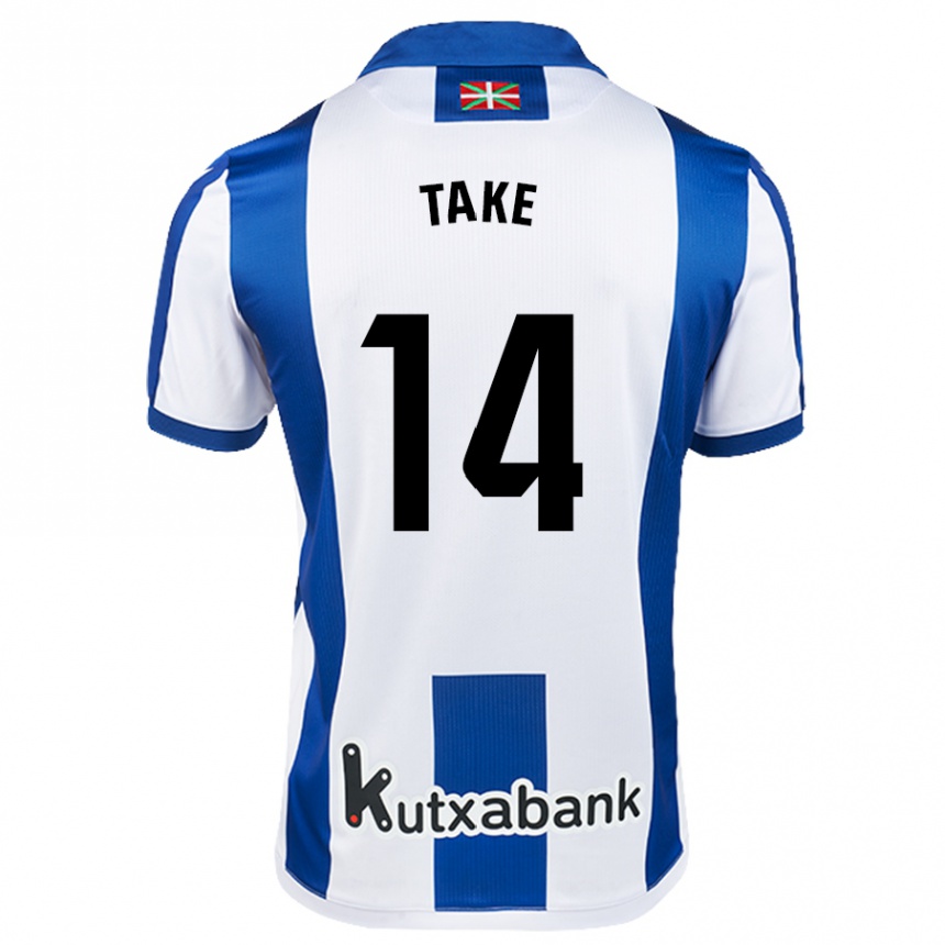 Men Football Takefusa Kubo #14 White Blue Home Jersey 2024/25 T-Shirt Nz