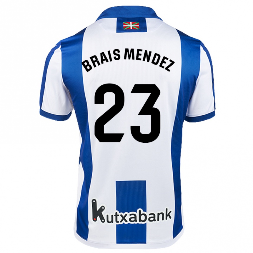 Men Football Brais Méndez #23 White Blue Home Jersey 2024/25 T-Shirt Nz