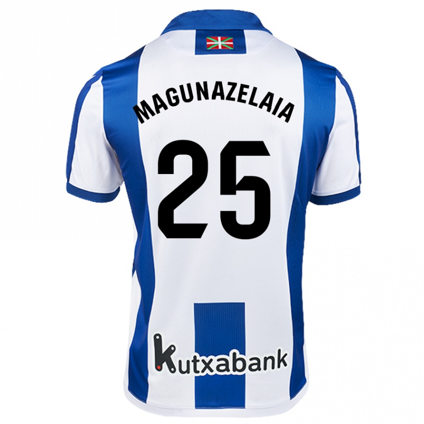 Men Football Jon Magunazelaia #25 White Blue Home Jersey 2024/25 T-Shirt Nz